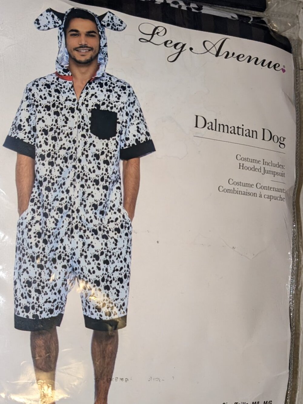 NEW Dalmatian Dog Hooded Jumpsuit Costume Mens Size M/L